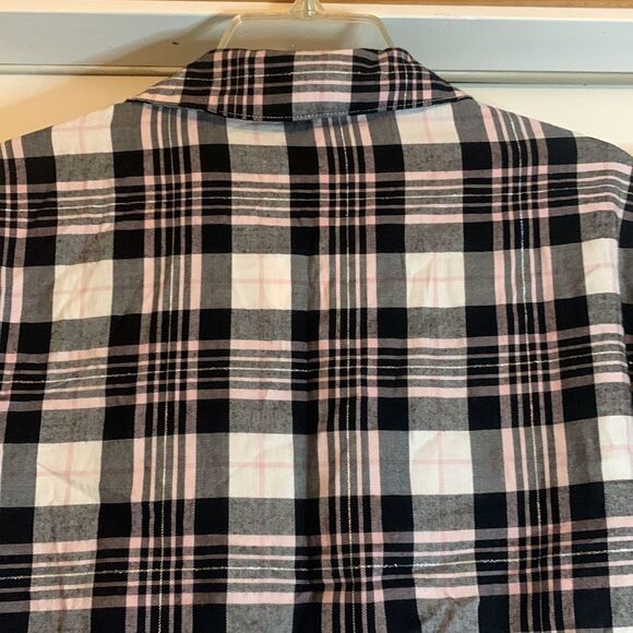 Victoria’s Secret Pink Black Silver Plaid Pajama Top Small New - Picture 7 of 7